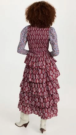 New ???? Alix Of Bohemia Shelby Mulberry Ruffle ???? Dress Burgundy ???? -Veronica Beard Shop abohe3011410701 1665174640114 2 0. UX540 . QL90