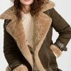 Best Pirce ✔️ Avec Les Filles Bonded Faux Shearling Biker Jacket Winter Olive ????