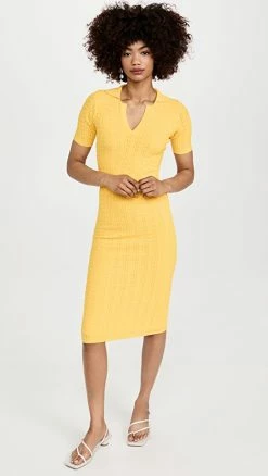 Outlet ⭐ Adam Lippes Short Sleeve Polo ???? Dress Citron ????