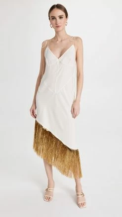 Top 10 ???? Anna October Sparkle Midi ???? Dress Ivory And Gold ⌛