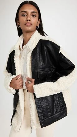 Best deal ???? BLANKNYC Fresh Air Sherpa & Faux Leather Trucker Jacket ????