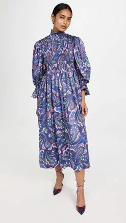 Buy ???? Borgo De Nor Catriona Cotton ???? Dress Paisley Blue ????