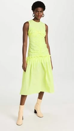 Hot Sale ⌛ BROGGER Cassie Midi ???? Dress Fluro Yellow Stripe ????