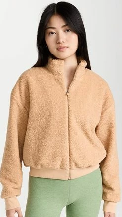 Best Pirce ???? Beyond Yoga Brave The Elements Sherpa Bomber Jacket Butterscotch ????