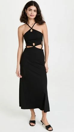 Promo ???? Christopher Esber Looped Cutaway Sleeveless ???? Dress Black ⌛