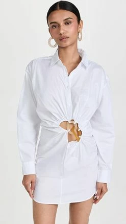 Discount ???? Christopher Esber Resin Linked ???? Shirt ???? Dress White ????