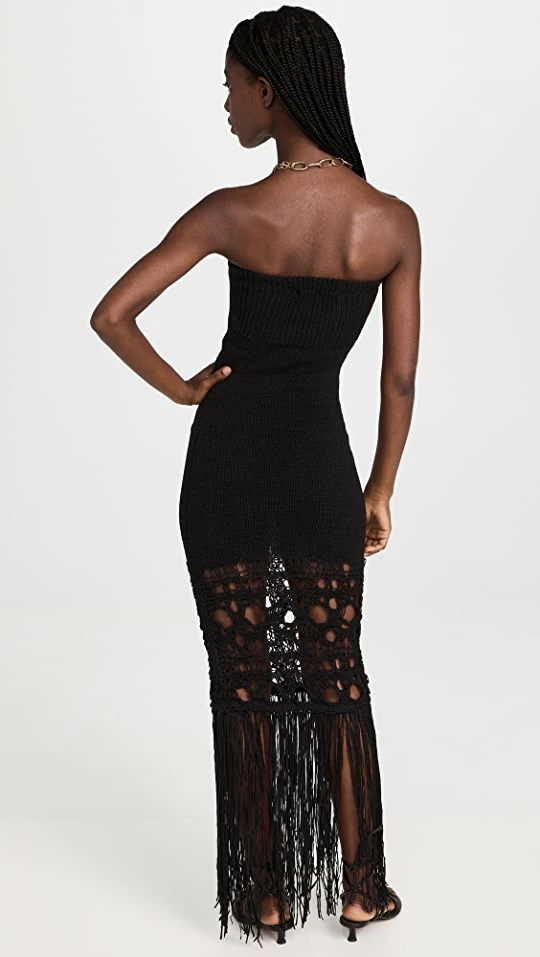 Deals ???? Christopher Esber Crochet Fringe Strapless ???? Dress Black ???? 4 Deals ???? Christopher Esber Crochet Fringe Strapless ???? Dress Black ???? - Image 2