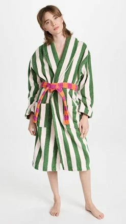 Cheap ⭐ Dusen Dusen Bath Robe Green Stripe ????