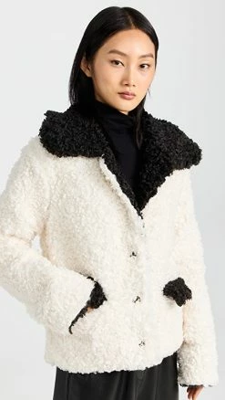 Outlet ???? Endless Rose Colorblock Sherpa Jacket White/Black ????