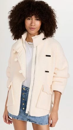 Cheapest ???? GANNI Boucle Wool Drop Shoulder Jacket Egret ????