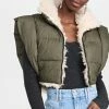 Discount ???? Isabel Marant Étoile Hoodiali Faux Shearling Vest Dark Khaki ❤️
