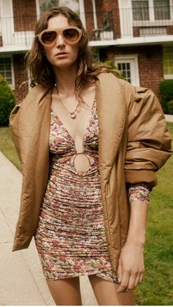 Wholesale ⌛ Isabel Marant Jordana Cutout Ruched Mini ???? Dress Papaya ????