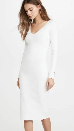 Top 10 ???? Jonathan Simkhai Deep Rib Open Neck ???? Dress White ????