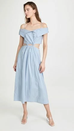 Discount ???? Jonathan Simkhai Ansley Cotton Poplin Midi ???? Dress Cove ⭐