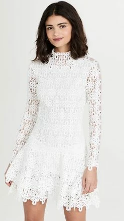 Deals ⭐ Jonathan Simkhai JOY GIPURE LACE L/S MINI ???? DRESS White ????