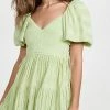 Best Sale ✨ Jonathan Simkhai Cadence Plisse Puff Sleeve Mini ???? Dress Pear ????