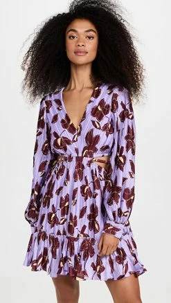 Wholesale ???? Jonathan Simkhai Londyn Collage Floral Print Cut Out Mini ???? Dress Lavender Print ⌛