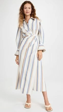 Coupon ⌛ Jonathan Simkhai Marge Stripe Heavy Cotton Midi ???? Dress Nougat Stripe ✨