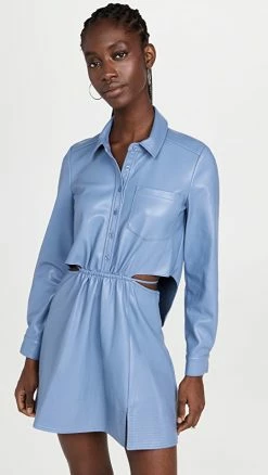 Best Pirce ???? Jonathan Simkhai Shaelyn Vegan Leather Mini ???? Dress Thistle ⌛