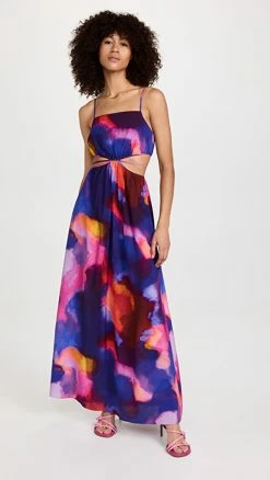 Best Sale ???? Jonathan Simkhai Amora Printed Cover Up Maxi ???? Dress Cobalt Watercolor ????