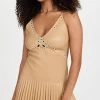 New ???? Jonathan Simkhai Jerri Laser Cut Vegan Leather Mini ???? Dress Camel ????