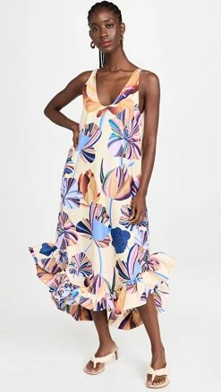 Coupon ???? Kika Vargas Doris Yellow Multiflower ???? Dress ⌛