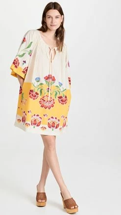 Outlet ⌛ La Double J Flirty Mini ???? Dress Folk Flowers Avorio Place ????