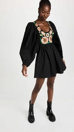 Cheapest ???? La Double J Dolly Embroidered ???? Dress T. Unita Nero ⌛