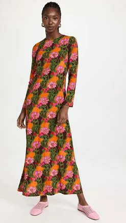 Outlet ???? La Double J Long Sleeve Swing ???? Dress Orange Gerber ????