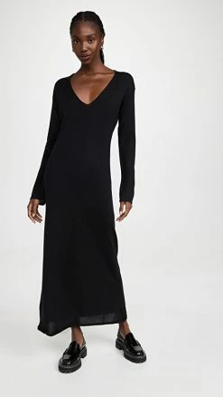 Top 10 ???? Le Kasha Arizona V Neck Long Cashmere ???? Dress Black ????