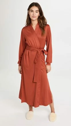 New ???? Mason Grey Skyler Banded Long Robe Rust ✨