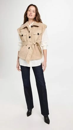 Wholesale ❤️ Marissa Webb Frankie Sherpa ???? Coated Canvas Vest French Beige Combo ????