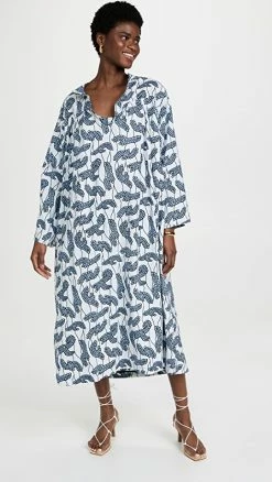 Best deal ???? Odile Jacobs Long Sleeve ???? Dress Blue/White ????