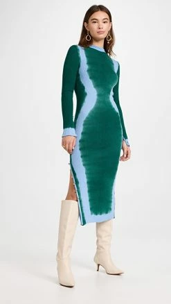 Best Sale ???? Prabal Gurung Rib ???? Dress Jade Sky ????