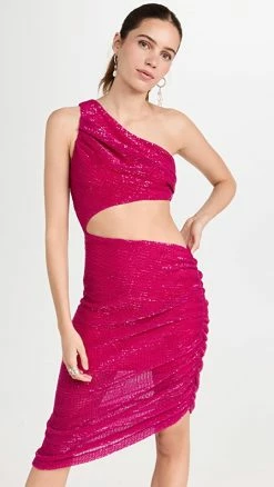 Outlet ???? Prabal Gurung One Shoulder Cutout ???? Dress Fuchsia ✨