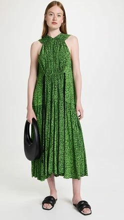 Best Pirce ???? Proenza Schouler Printed Leopard ???? Dress Green Multi ????