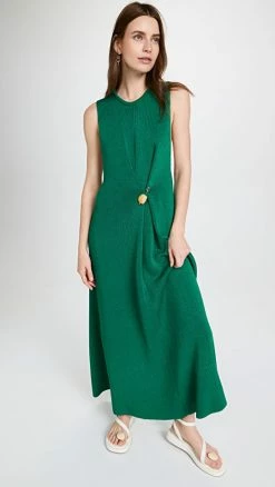 Cheapest ???? Proenza Schouler Twist Back Viscose Crepe Knit ???? Dress Teal ????
