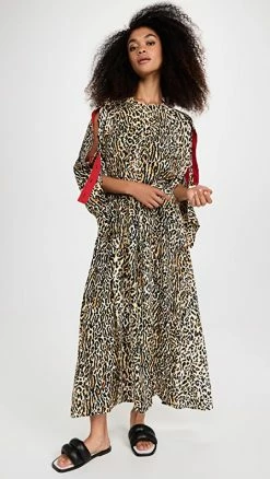 Outlet ???? Proenza Schouler Leopard Crepe ???? Dress Butter Multi ????