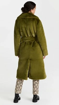 Deals ⭐ Proenza Schouler White Label Faux Fur Belted ???? Coat Olive ???? -Veronica Beard Shop pswll3022014fce 1636729841613 2 0. UX540 . QL90