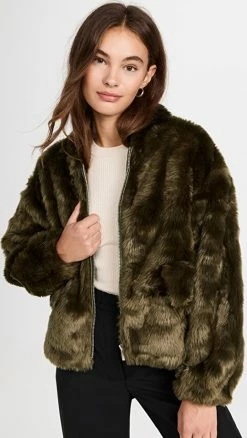 Cheap ⌛ Proenza Schouler White Label Faux Fur Cropped Jacket Military ????