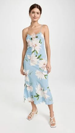 Brand new ???? Rodarte Blue And White Floral Printed Silk Bias Slip ????