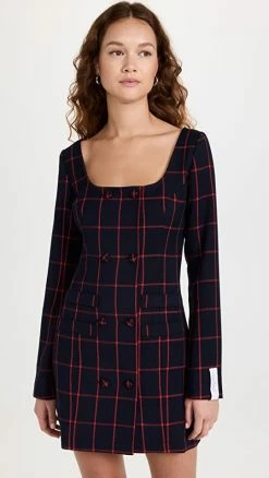 Top 10 ???? ROKH Double Breasted Mini ???? Dress Navy/Red Stripe ✨