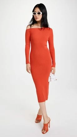 Outlet ???? LAPOINTE One Shoulder Long Sleeve ???? Dress Poppy ⌛