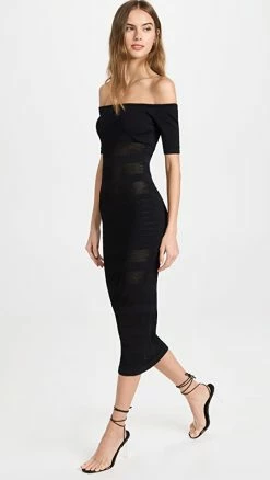 Best reviews of ???? Sergio Hudson Off Shoulder Short Sleeve ???? Dress Black ????