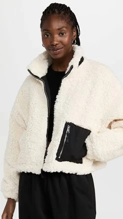 Best Sale ???? Something Navy Teddy Patch Pocket Jacket White/Black ????