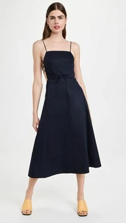 Cheapest ???? Tibi Poplin Strappy ???? Dress Dark Navy ????