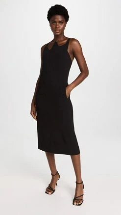 Best Sale ⭐ Tibi Fluid Drape Squiggly ???? Dress Black ????