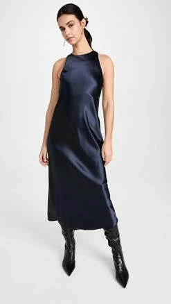 Best reviews of ✨ Tibi Heavy Satin Midi Bias ???? Dress Navy ⭐