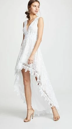 Best Pirce ???? Temptation Positano Prato High Low V Neck ???? Dress White ✔️
