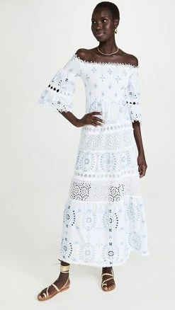 Outlet ⌛ Temptation Positano Augusta G ???? Dress White/Gold Blue ????